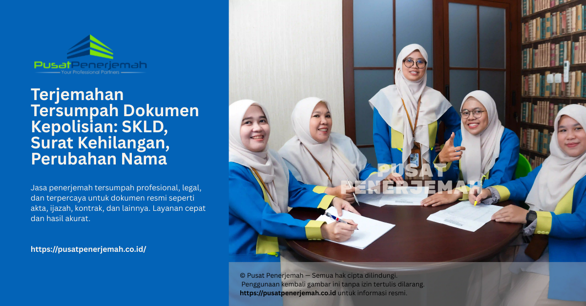 Jasa Penerjemah Tersumpah - Terjemahan Tersumpah Dokumen Kepolisian SKLD, Surat Kehilangan, Perubahan Nama